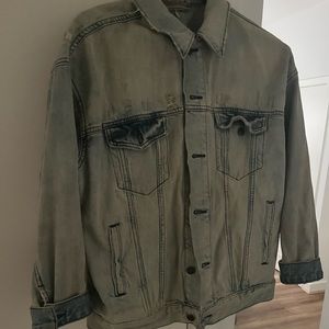 FREE PEOPLE distressed jean jacket, size medium, great quality.